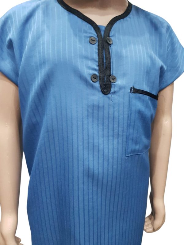 Blue Kids Kurta With Piping - Image 2