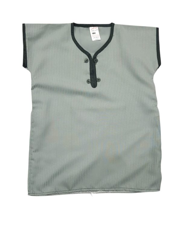 Greenish Grey Kids Kurta With Piping