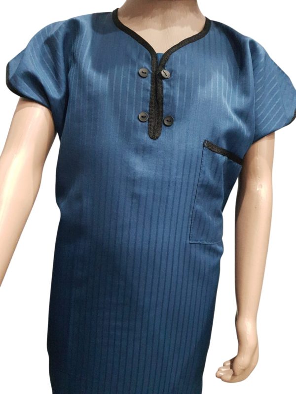 Dark Blue Kids Kurta With Piping - Image 2